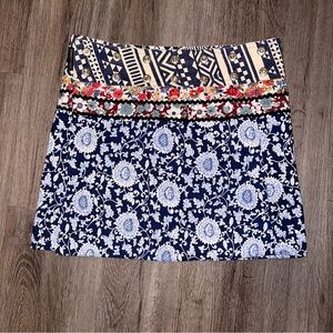 Coco + Carmen Patterned Mini Skirt - Navy and Cream